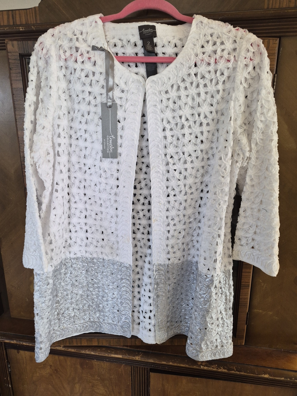 NWT Chico's Open-Front Cardigan with Silver Hem 2 L